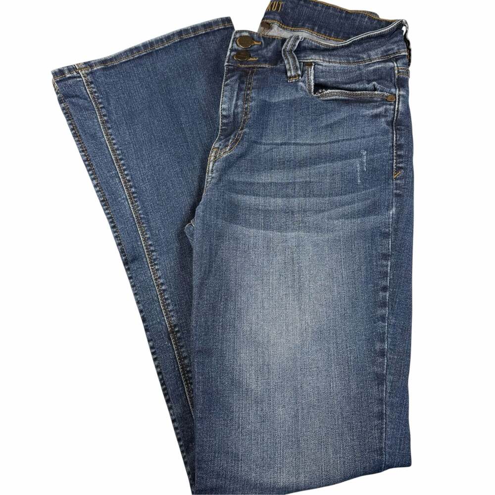 KUT from the Kloth Women's Double Button Dark Wash Distressed Denim Jeans SZ 8